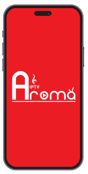 mobile view with Aroma logo in front